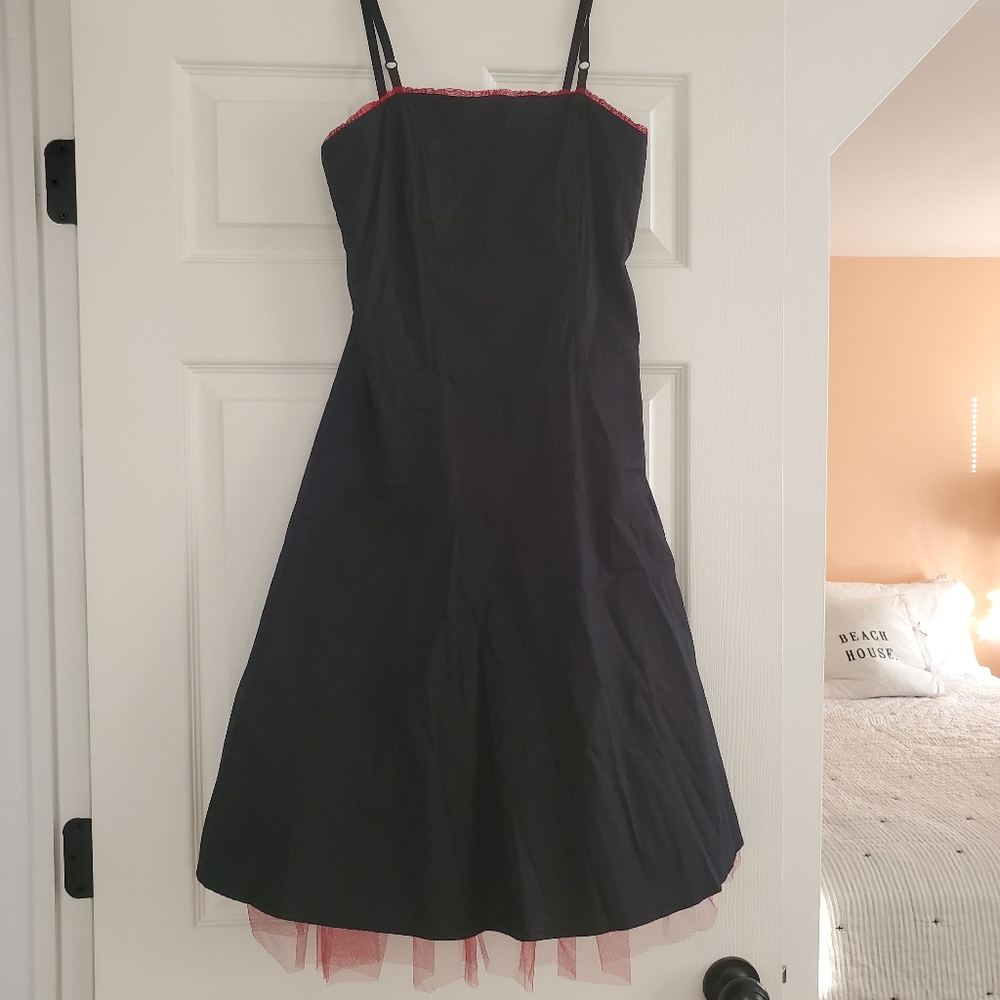 NWOT Morbid Threads Goth Black Dress With Red Tulle Size Small - Hot Topic